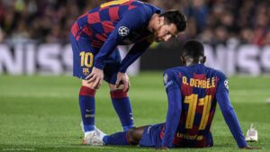 Ousmane Dembele and Messi 