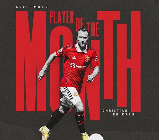 Eriksen Mchezaji Bora wa Mwezi United.